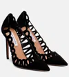 Aquazzura Peep 105 Scalloped Leather Pumps