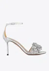 Aquazzura Peony Crystal 85 Crystal-embellished Sandals In Metallic