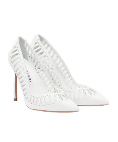 Aquazzura Perforated Leather Pumps In White