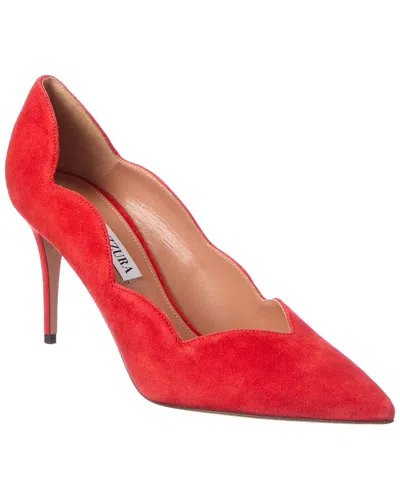 Aquazzura Petal Suede Pump In Red
