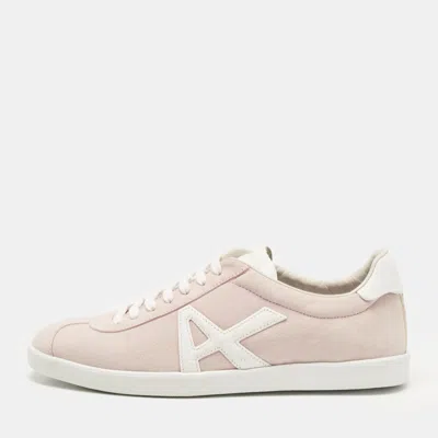 Pre-owned Aquazzura Pink Leather And Suede Lace Up Sneakers Size 36.5