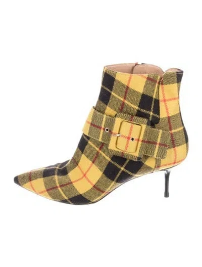 Pre-owned Aquazzura Plaid Print Boots In Yellow