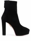 Aquazzura Saint Honore 120 Platform Suede Boots In Multi