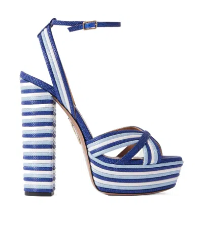 Aquazzura Platform High Heel Sandals In Blue
