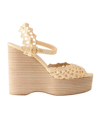 Aquazzura Platform Wedge Sandals In Nude