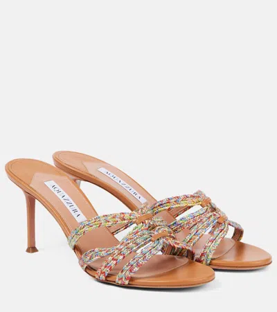 Aquazzura Playita 75 Leather-trimmed Sandals In Multi