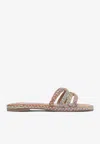 Aquazzura Braided Fabric Sandals With Intertwined Straps In Brown