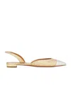 Aquazzura 10mm Milanese Laminated Leather Flats In Nude