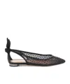 Aquazzura 10mm Bow Tie Crystal & Tulle Flats In Black