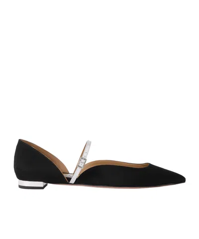 Aquazzura Pointed Flat Shoes In Black