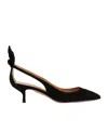 Aquazzura 50 Bow-tie Suede Pumps In Black