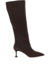 Aquazzura Brown Boots With High Stiletto Heel In Suede Woman In Brown
