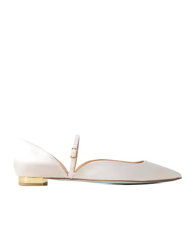 Aquazzura Bellezza Satin Ballet Flats In White
