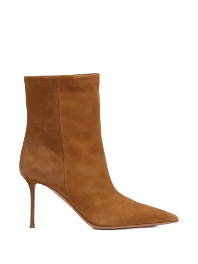 Aquazzura Pointed-toe Suede Ankle Boots In Multi