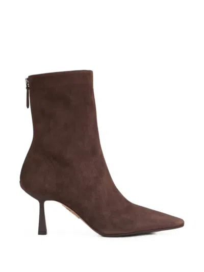 Aquazzura Pointed-toe Suede Ankle Boots In Multi