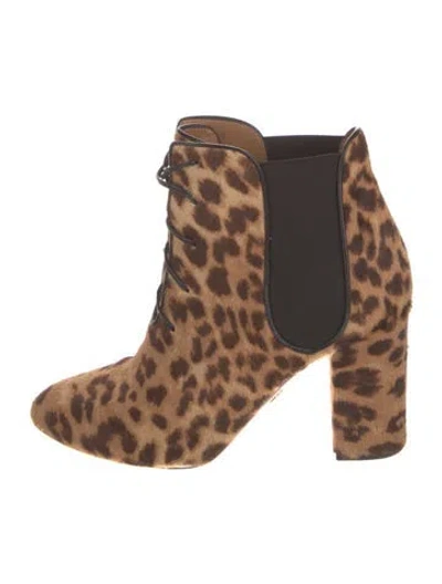 Pre-owned Aquazzura Ponyhair Animal Print Chelsea Boots In Multi