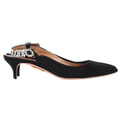 Aquazzura Portrait Of A Lady Sling Pumps In Admiral In Black Satin
