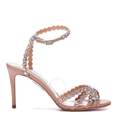 Aquazzura Embellished Stiletto Heel Sandals In Powder Pink