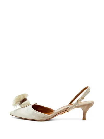 Pre-owned Aquazzura Powder Puff Slingback Pumps In Neutral