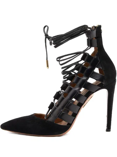 Pre-owned Aquazzura  100mm Amazon Suede Pumps