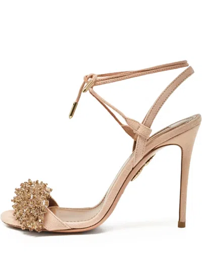 Pre-owned Aquazzura  105mm Monaco Bejeweled Sandals
