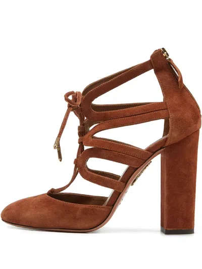 Pre-owned Aquazzura  110mm Strappy Block-heel Pumps