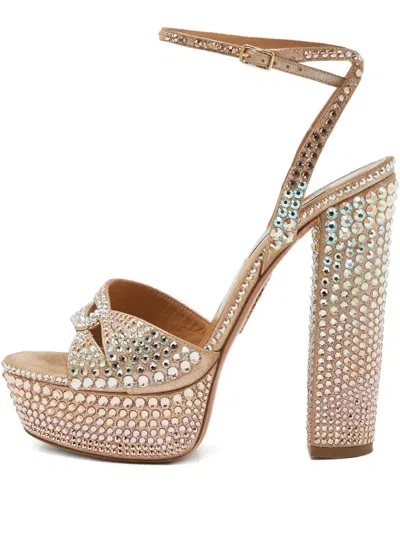 Pre-owned Aquazzura  150mm Crystal-embellished Platform Sandals