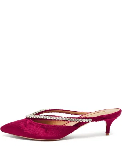 Pre-owned Aquazzura  50mm Sabine Crystal-embellished Pointed-toe Mules