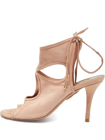 Pre-owned Aquazzura  85mm Suede Sandals In Pink