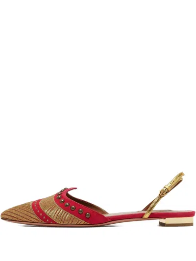 Pre-owned Aquazzura  Metallic-embroidered Slingback Flats
