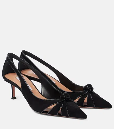 Aquazzura Pumps Premiere 50 Aus Veloursleder Mit Leder In Schwarz