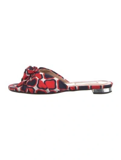 Pre-owned Aquazzura Printed Slides In Multi