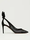 Aquazzura Bow Tie 105 Crystal Tulle Pointed-toe Flats In Black