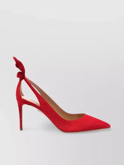 Aquazzura 105mm Bow Tie Suede Pumps In Red