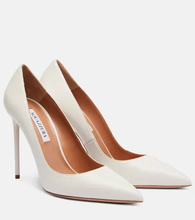 Aquazzura Purist 105 Leather Pumps In White