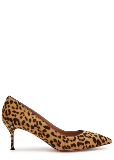 Aquazzura Purist 65 Leopard-print Leather Pumps In Brown
