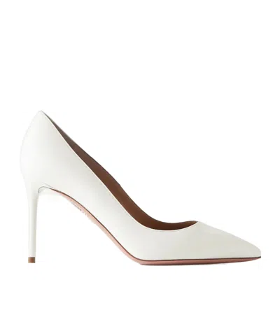 Aquazzura Purist 85 Leather Pumps In White