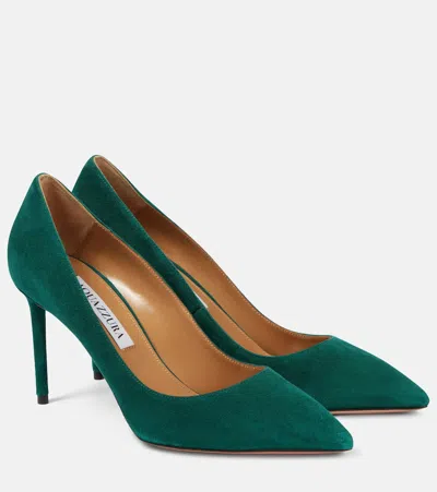 Aquazzura Purist 85 Suede Pumps In Green