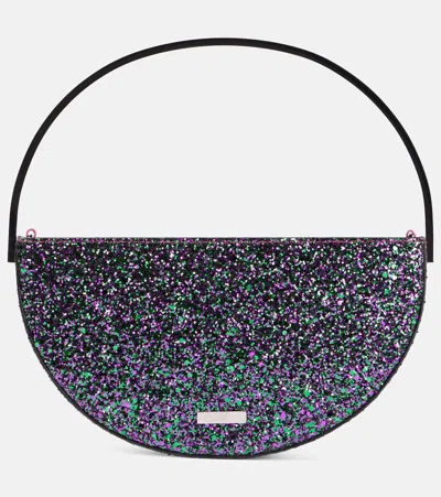Aquazzura Purist Mini Glitter Clutch In Multicoloured