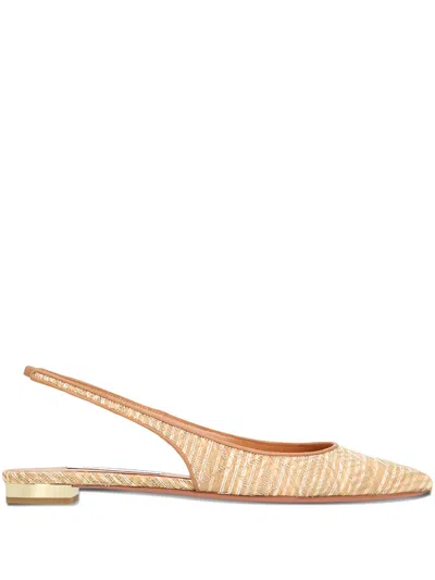 Aquazzura Purist Slingback Woven Flat Pumps In Neutral