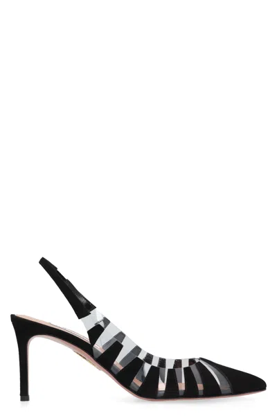 AQUAZZURA PVC AND LEATHER SLINGBACK SANDALS HOT RUMOR