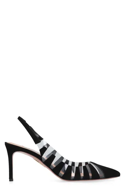 Aquazzura Pvc And Leather Slingback Sandals Hot Rumor In Black