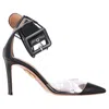 Aquazzura Pvc Ankle Strap Sandals In Black Leather In Black