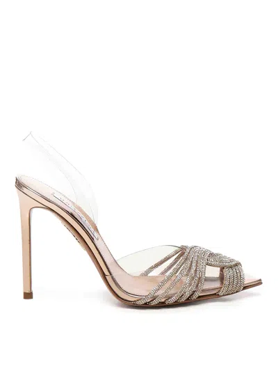 Aquazzura Pvc Gatsby Pumps With Crystals In Gold