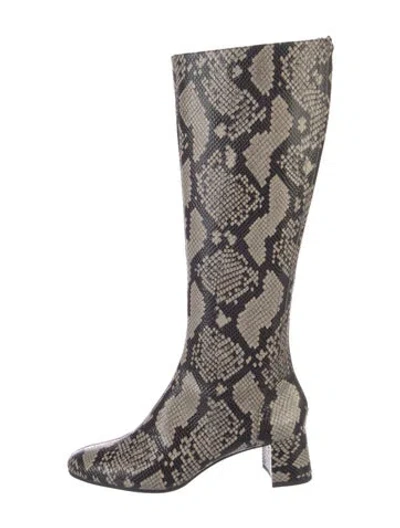 Pre-owned Aquazzura Python Animal Print Boots In Multi