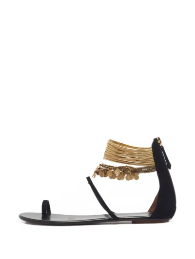 Pre-owned Aquazzura Queen Of The Desert Sandals In Black