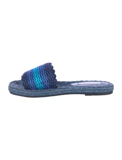 Pre-owned Aquazzura Raffia Colorblock Pattern Espadrilles In Blue