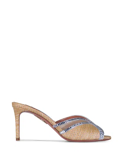 Aquazzura Raffia Embellishment Sandals In Neutral