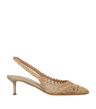 Aquazzura Raffia Kahlo Slingback Pumps 50