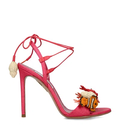 Aquazzura Raffia Marea Slingback Sandals In Pink